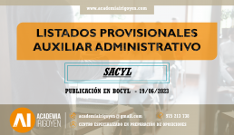 Listados provisionales Auxiliar Administrativo SACYL