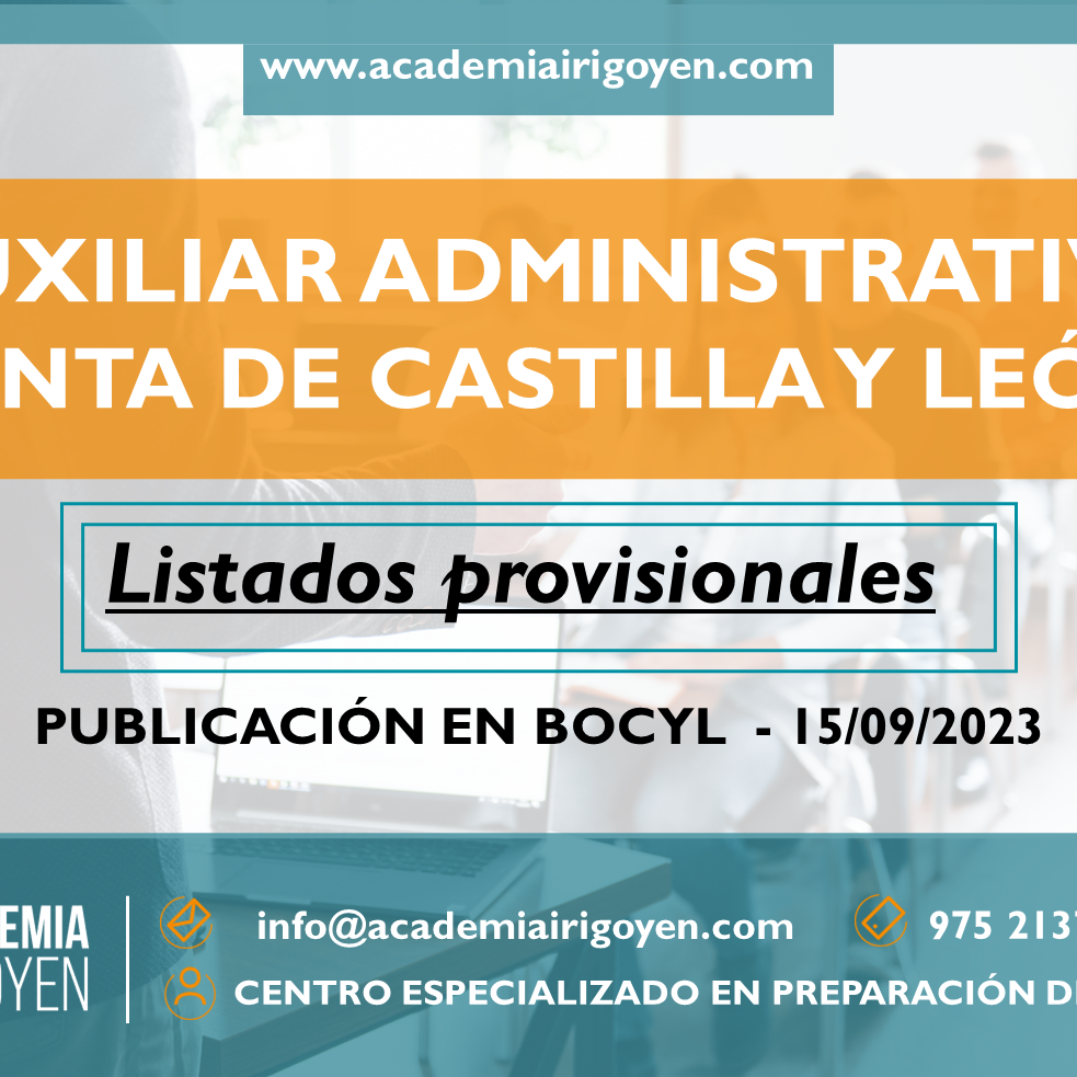 Listados provisionales Auxiliar Administrativo JCyL 2023