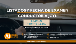 Conductor-a JCyL Fecha de Examen
