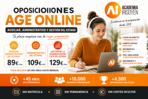 Oposiciones AGE online en Academia Irigoyen: preparación de Auxiliar Administrativo, Administrativo y Gestión del Estado