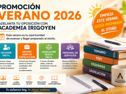 Promoción Verano 2026 de Academia Irigoyen para preparar oposiciones de Castilla y León: Celador SACYL, Gestión JCYL, Legislación Básica SACYL y Personal de Servicios