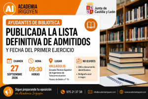 Ayudantes Biblioteca Castilla y León examen 27 septiembre 2026