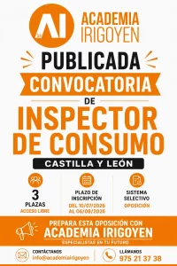 Convocatoria de las Oposiciones de Inspector de Consumo de Castilla y León 2026 en Academia Irigoyen