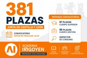 La Junta de Castilla y León anuncia la convocatoria de 381 plazas de funcionarios en 2026