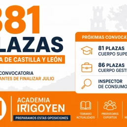 La Junta de Castilla y León anuncia la convocatoria de 381 plazas de funcionarios en 2026