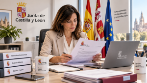 Empleado público revisando documentación para la promoción interna al Cuerpo Superior de la JCyL