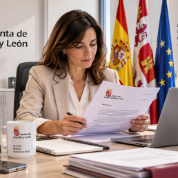 Empleado público revisando documentación para la promoción interna al Cuerpo Superior de la JCyL